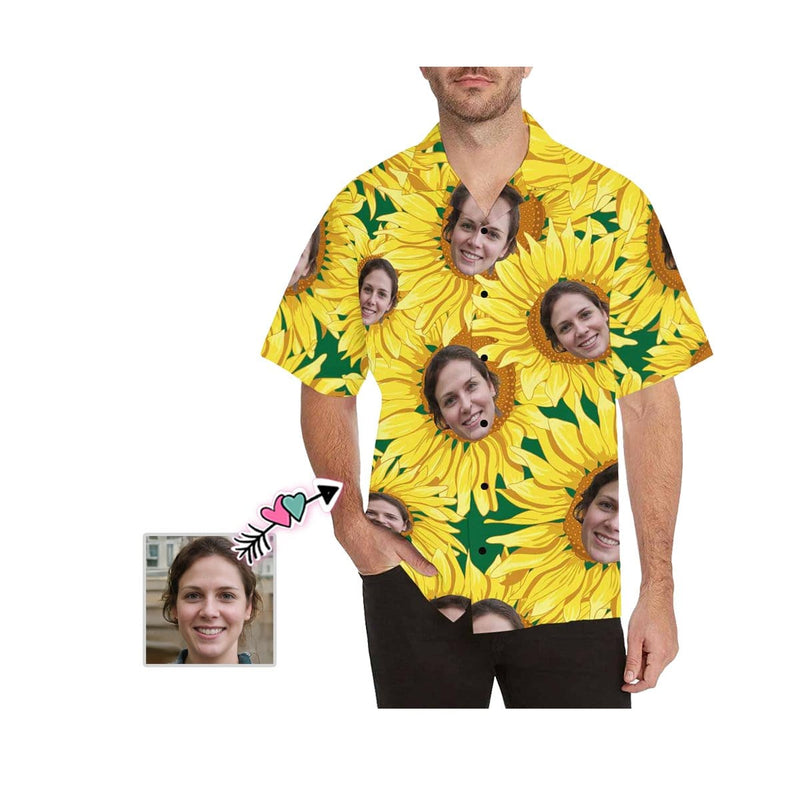 Custom Face Hawaiian Shirt Sunflower Personalized Aloha Shirts Birthday Personalized Hawaiian Shirts Gift for Boyfriend or Husband