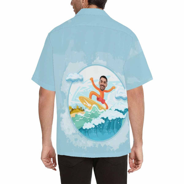Custom Face Hawaiian Shirt Surfing Create Your Own Hawaiian Shirt  Personalized Photo Tropical Aloha Shirt Birthday Vacation Party Gift