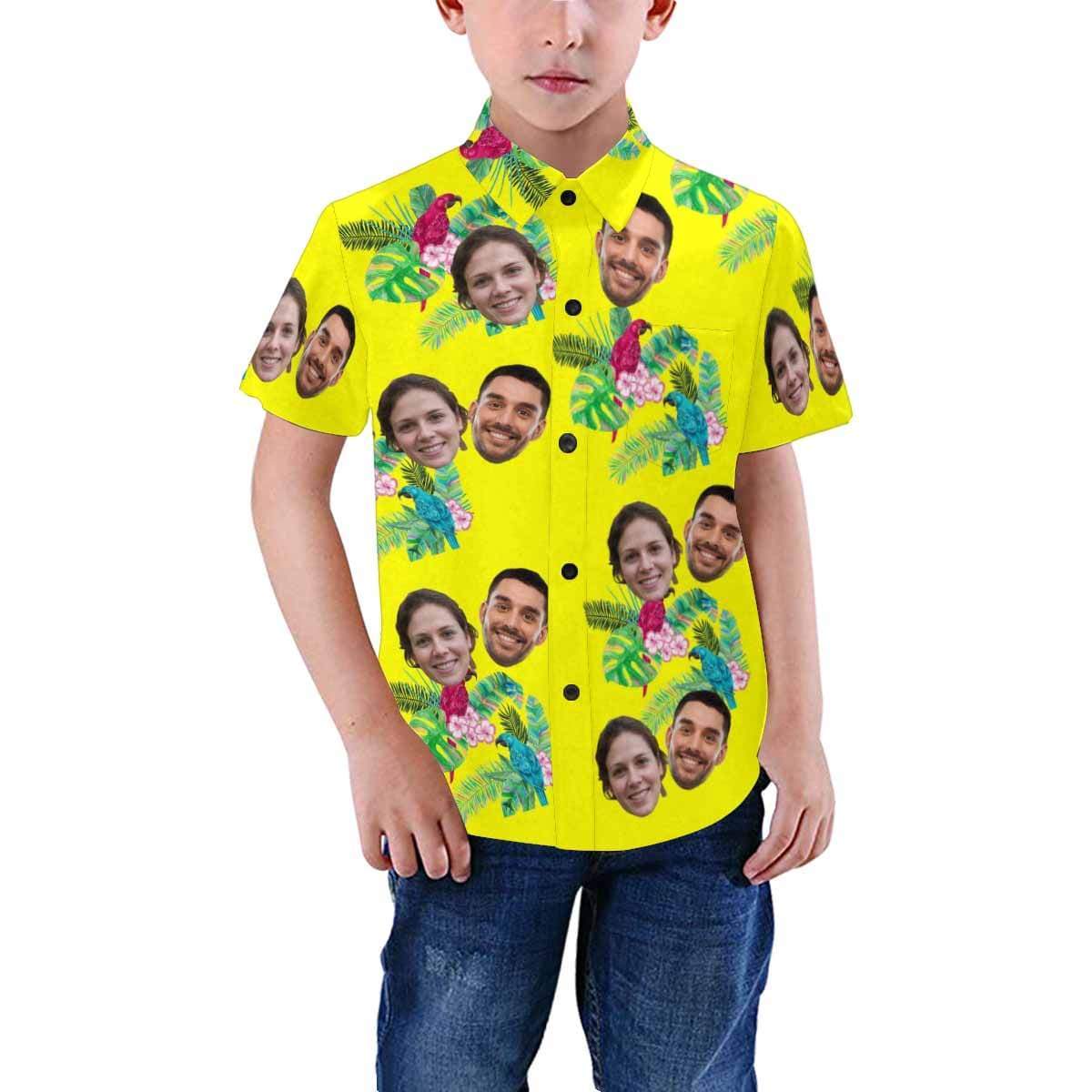 Custom Face Hawaiian Shirts Face Flower Birds Unisex &amp; Teenage Design Your Own Funny Face Hawaiian Shirt