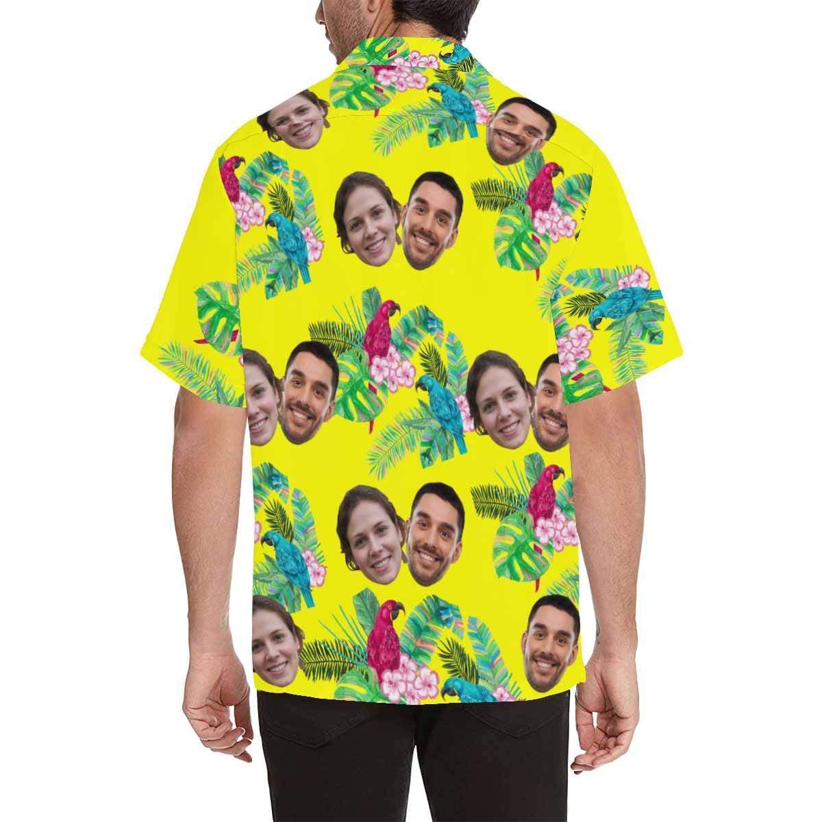 Custom Face Hawaiian Shirts Face Flower Birds Unisex &amp; Teenage Design Your Own Funny Face Hawaiian Shirt