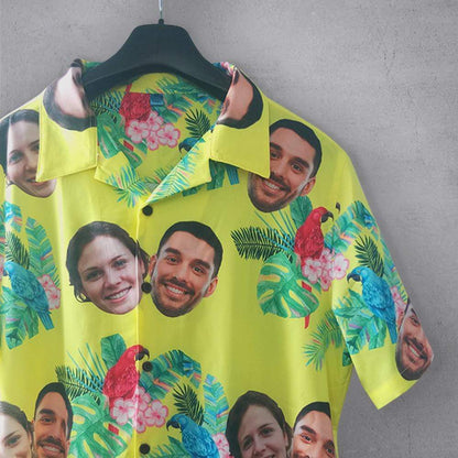 Custom Face Hawaiian Shirts Face Flower Birds Unisex &amp; Teenage Design Your Own Funny Face Hawaiian Shirt