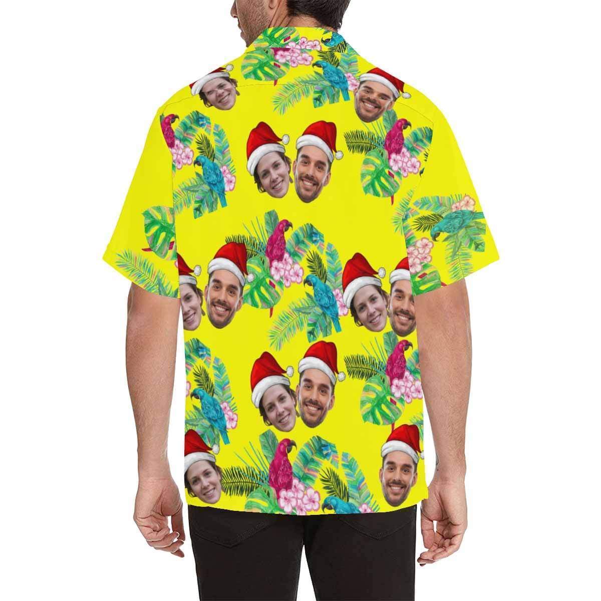 Custom Face Hawaiian Shirts Face Flower Birds Unisex &amp; Teenage Design Your Own Funny Face Hawaiian Shirt