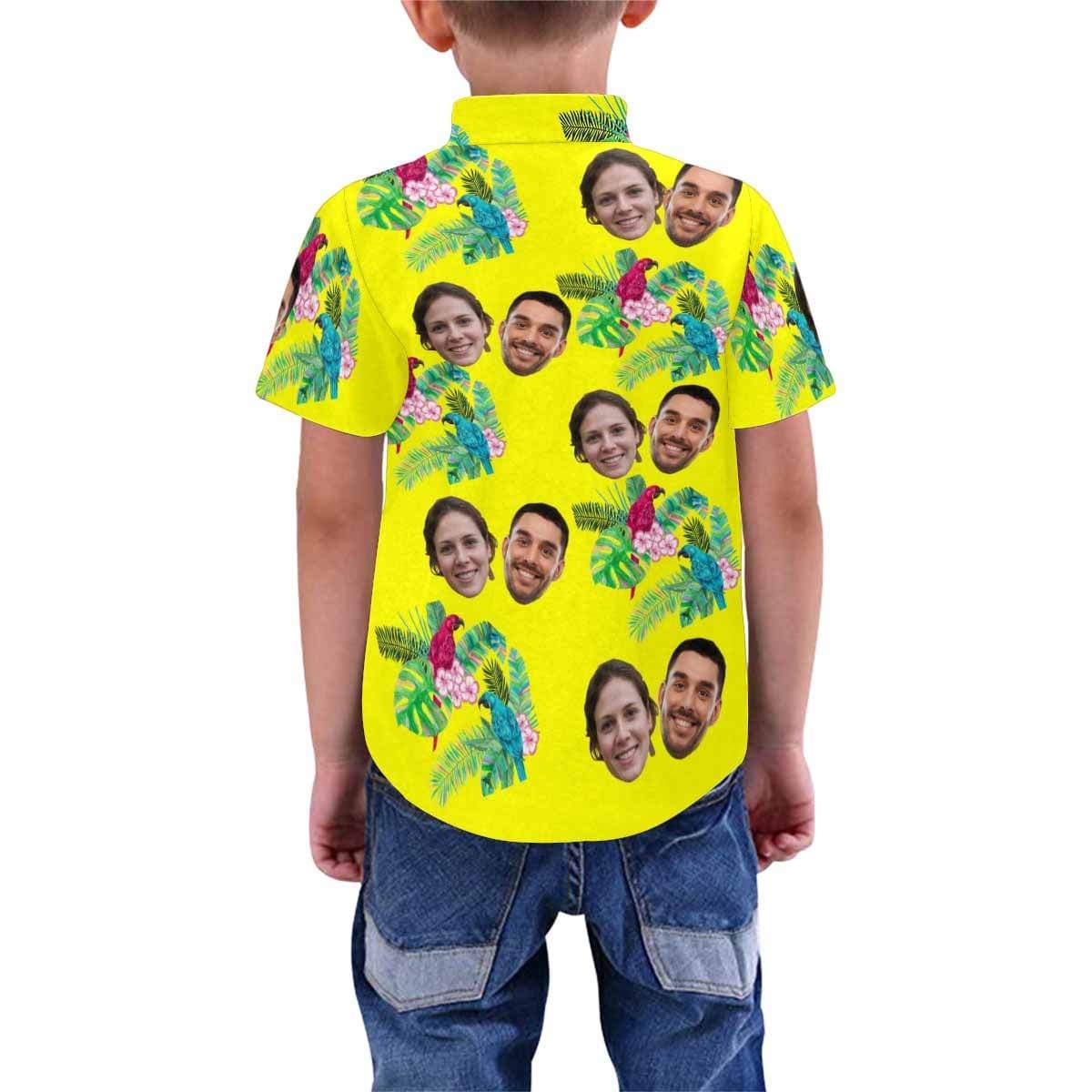 Custom Face Hawaiian Shirts Face Flower Birds Unisex &amp; Teenage Design Your Own Funny Face Hawaiian Shirt