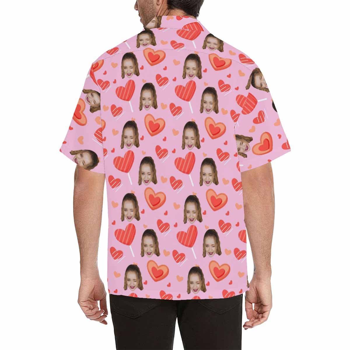 Custom Girlfriend Face Hawaiian Shirt Pink Cute Heart Create Your Own Hawaiian Shirt Birthday Gift