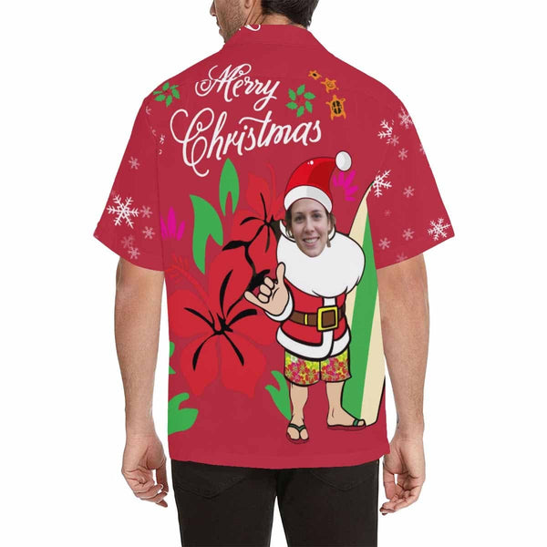 Custom Girlfriend Face Hawaiian Shirt Santa Claus Hawaiian Shirts with Faces on Them Gift For Him