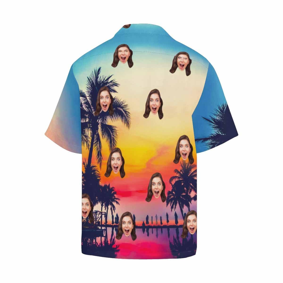 Custom Girlfriend Face Sunset Scenery Personalized Hawaiian Shirts Design Your Own Shirt Face Shirt Gift