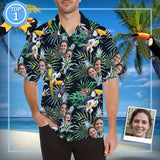 Custom Hawaiian Shirt with Face Best Couple Gift Flower Parrot Face Shirt Personalized Hawaiian Shirts Birthday Party Gift