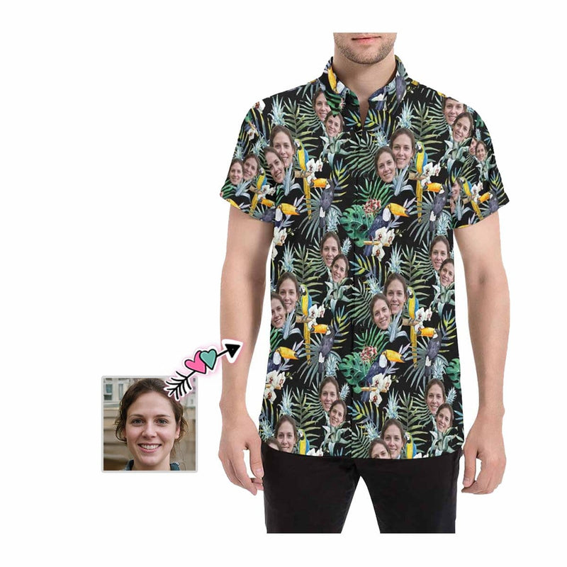 Custom Hawaiian Shirts with Face Flower Parrot Create Your Own Hawaiian Shirt Birthday Gift for Him