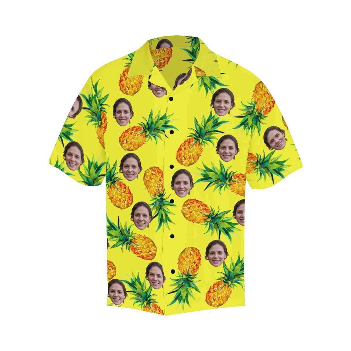 Custom Hawaiian Shirts with Face Pineapple Yellow Girlfriend Personalized Face Tropical Aloha Shirt