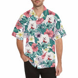 Custom Hawaiian Shirts with Face Puppy Love Anniversary Gift Tropical Aloha Shirt Custom Button Down Shirts for Him