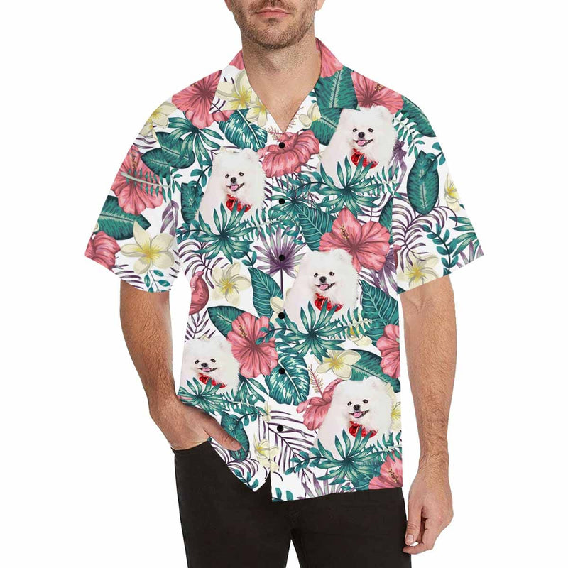 Custom Hawaiian Shirts with Face Puppy Love Anniversary Gift Tropical Aloha Shirt Custom Button Down Shirts for Him