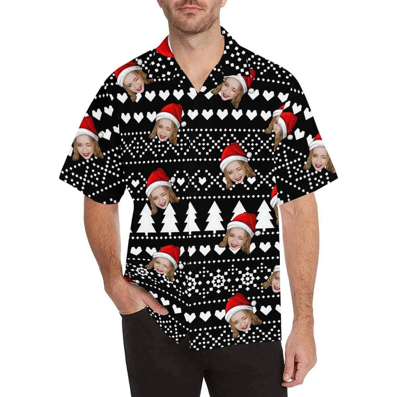 Custom Hawaiian Shirts with Face Snow Christmas Design Your Own Shirt Special Gift for Him