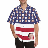 Custom Hawaiian Shirts with Girlfriend Face American Flag Aloha Shirt Birthday Vacation Party Gift for Him