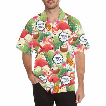 Custom Hawaiian Shirts with Logo Hawaiian Style Flamigo Photo Tropical Aloha Shirt Birthday Vacation Party Gift