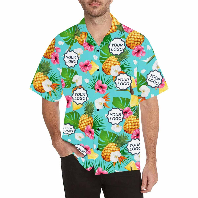 Custom Hawaiian Shirts with Logo Pineapple Theme Create Your Own Hawaiian Shirt Birthday Gift Aloha Shirt