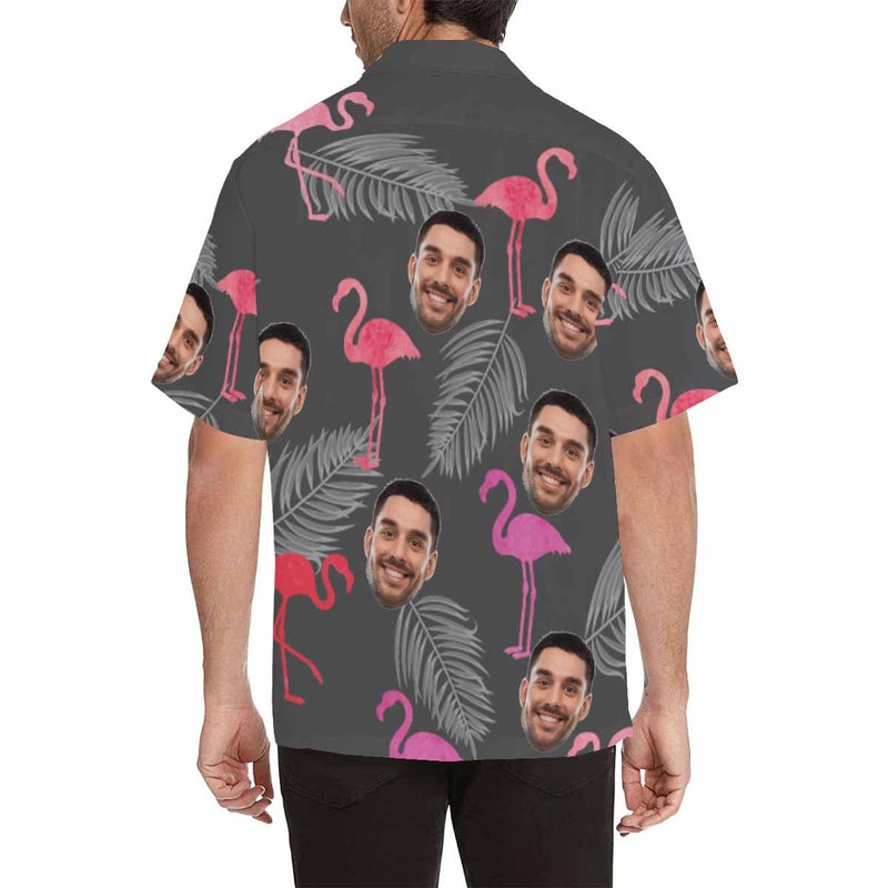 Custom Image Hawaiian Shirt Flamingo Personalized Face Tropical Aloha Shirt Anniversay Party Design Shirt