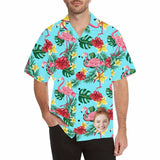 Custom Image Hawaiian Shirt Flamingo Personalized Face Tropical Aloha Shirt Anniversay Party Design Shirt