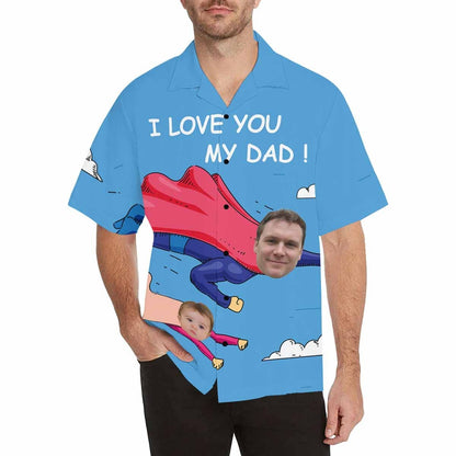 Custom Image Hawaiian Shirt with Face I Love My Dad Design Your Own Hawaiian Shirt Face Shirt Gift