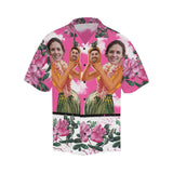 Custom Image Hawaiian Shirt with Face Pink Sky Beauty Flower Tropical Aloha Shirt Make Your Own Aloha Shirt for Him