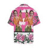 Custom Image Hawaiian Shirt with Face Pink Sky Beauty Flower Tropical Aloha Shirt Make Your Own Aloha Shirt for Him