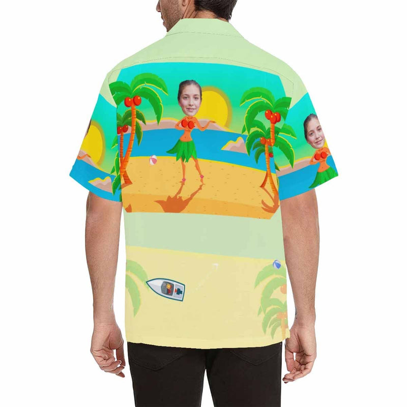 Custom Image Hawaiian Shirt with Girlfriend Face Sea Beach Design Your Own Hawaiian Shirt for Him