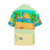 Custom Image Hawaiian Shirt with Girlfriend Face Sea Beach Design Your Own Hawaiian Shirt for Him