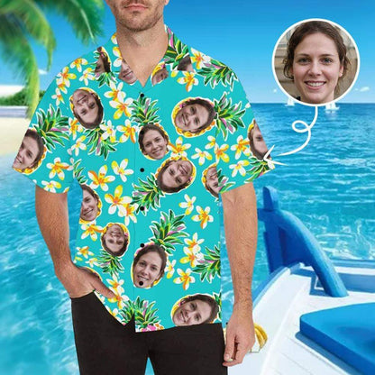 Custom Image Hawaiian Shirt with Photo Flower Pineapple Unisex &amp; Teenage Hawaiian Shirt