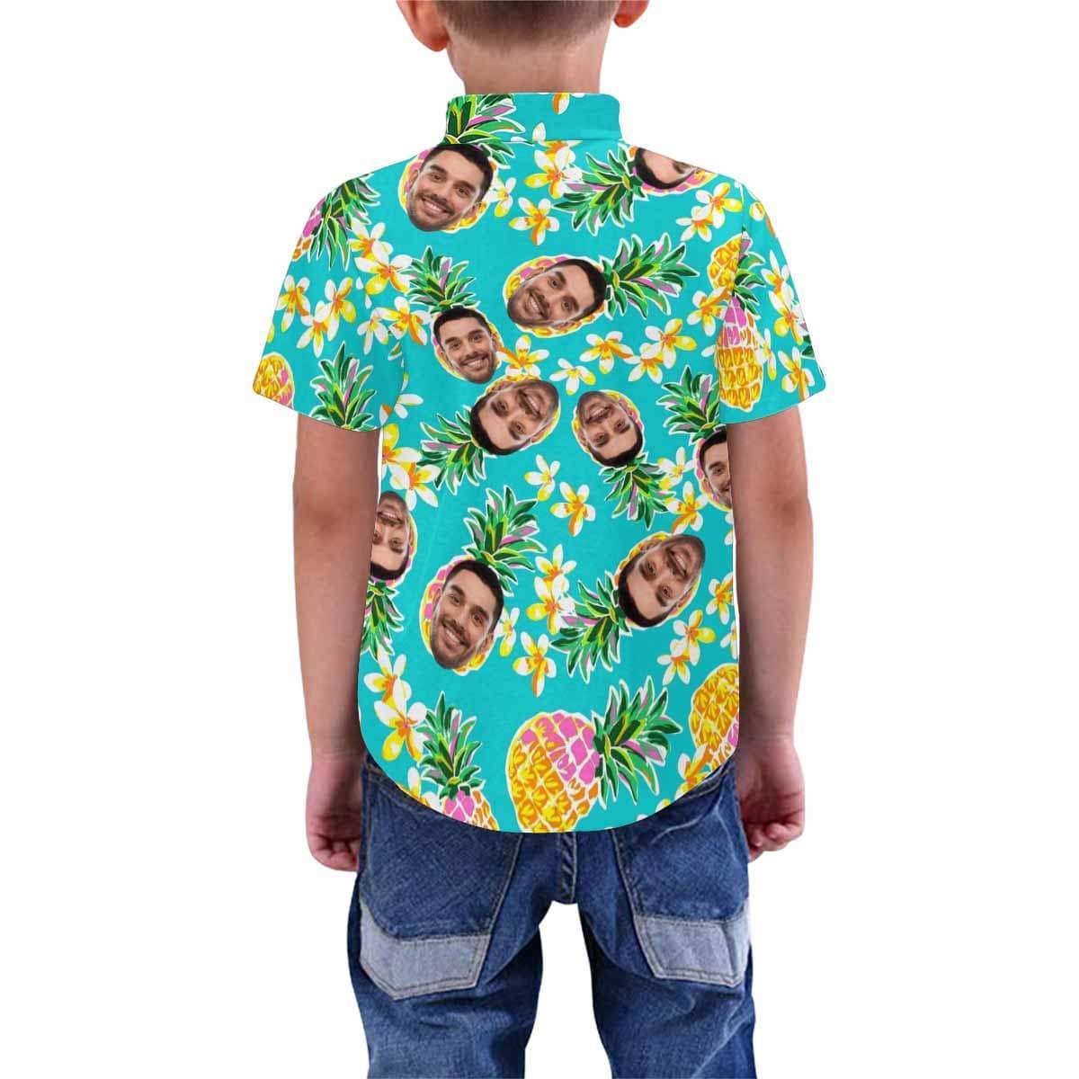 Custom Image Hawaiian Shirt with Photo Flower Pineapple Unisex &amp; Teenage Hawaiian Shirt