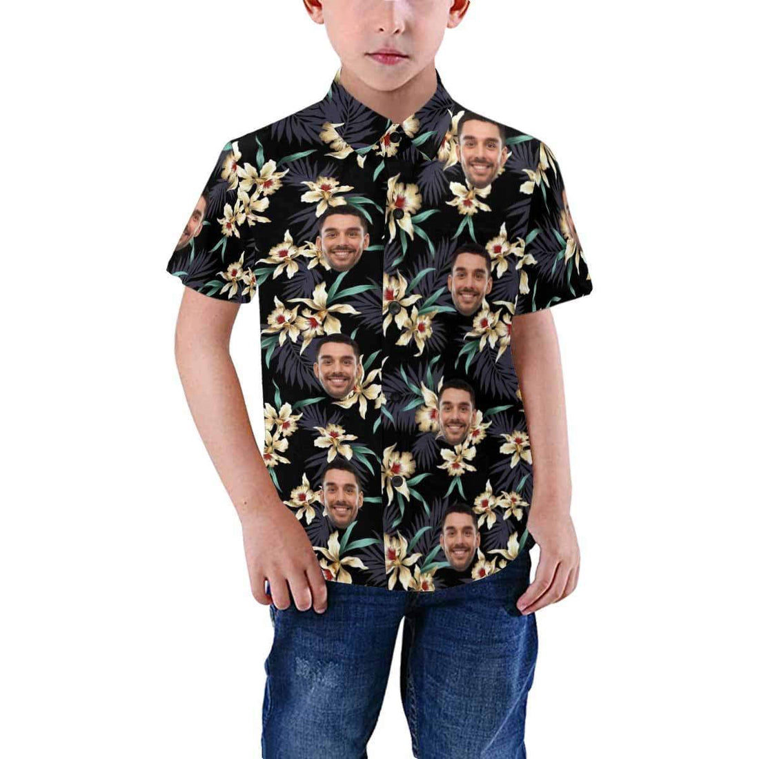 Custom Image Hawaiian Shirt with Photo Lily Flowers Unisex &amp; Teenage Create Your Own Hawaiian Shirt