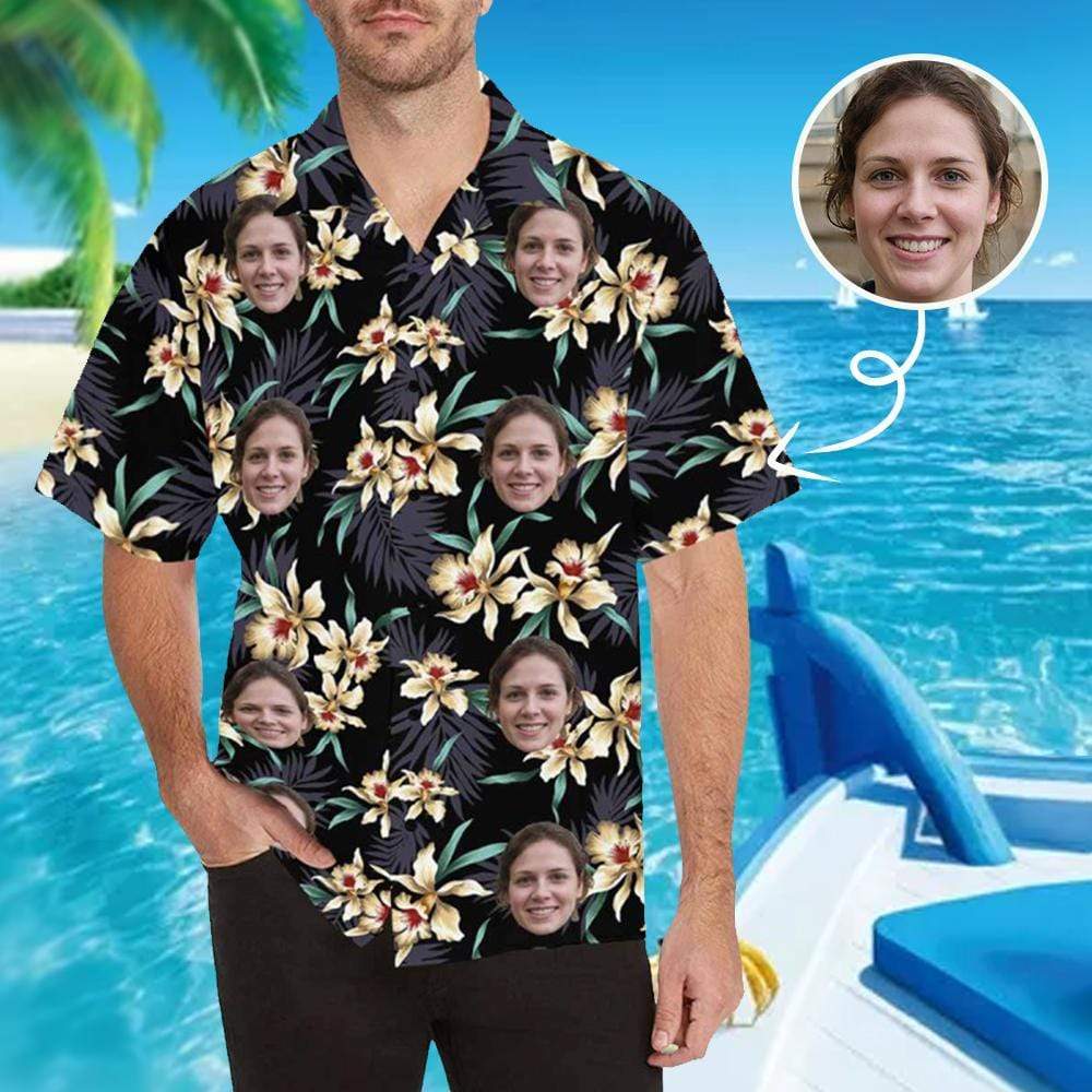 Custom Image Hawaiian Shirt with Photo Lily Flowers Unisex &amp; Teenage Create Your Own Hawaiian Shirt