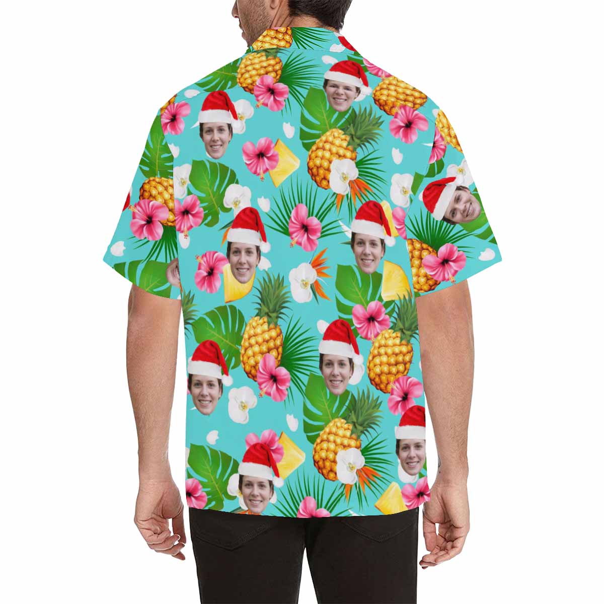 Custom Image Hawaiian Shirt with Photo Pineapple Flower Unisex &amp; Teenage Tropical Aloha Shirt