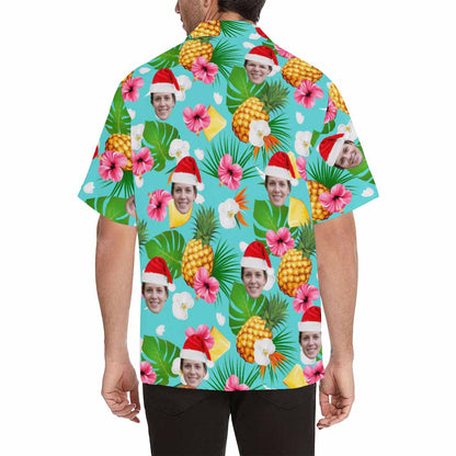 Custom Image Hawaiian Shirt with Photo Pineapple Flower Unisex &amp; Teenage Tropical Aloha Shirt