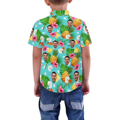 Custom Image Hawaiian Shirt with Photo Pineapple Flower Unisex &amp; Teenage Tropical Aloha Shirt