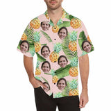 Custom Image Hawaiian Shirt Yellow Pineapple Tropical Aloha Shirt Birthday Vacation Party Gift