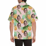 Custom Image Hawaiian Shirt Yellow Pineapple Tropical Aloha Shirt Birthday Vacation Party Gift