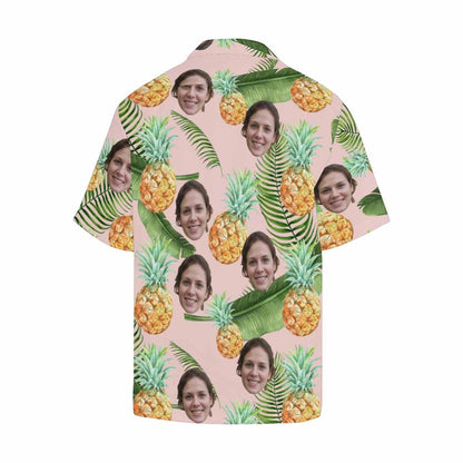 Custom Image Hawaiian Shirt Yellow Pineapple Tropical Aloha Shirt Birthday Vacation Party Gift