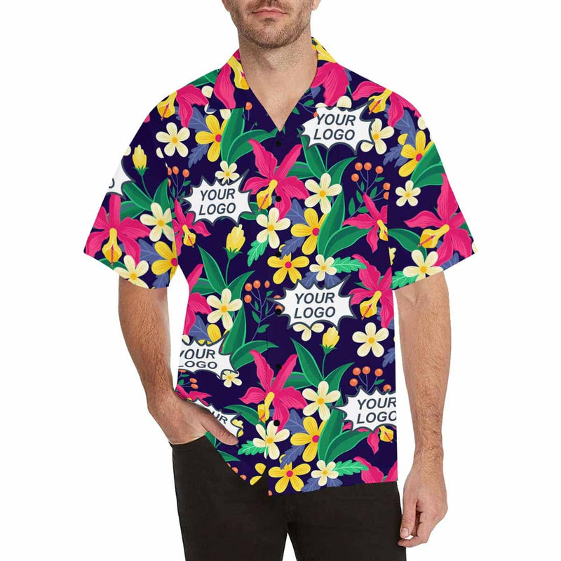 Custom Logo Hawaiian Shirts Flower Hawaiian Shirt with Your Face Personalized Gift Custom Logo Shirts for Him