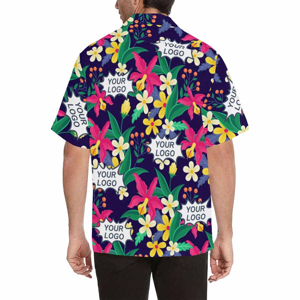 Custom Logo Hawaiian Shirts Flower Hawaiian Shirt with Your Face Personalized Gift Custom Logo Shirts for Him