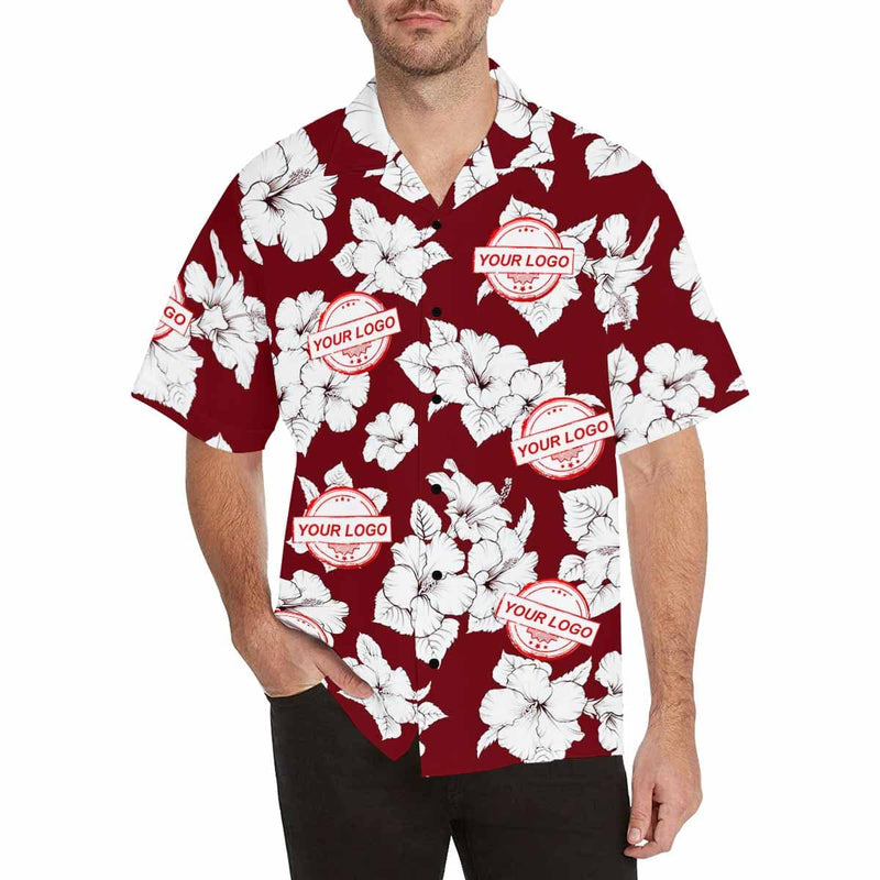 Custom Logo Hawaiian Shirts Sketch Flower Create Your Own Hawaiian Shirt Special Birthday Gift for Him