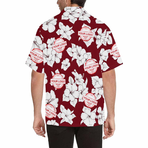 Custom Logo Hawaiian Shirts Sketch Flower Create Your Own Hawaiian Shirt Special Birthday Gift for Him