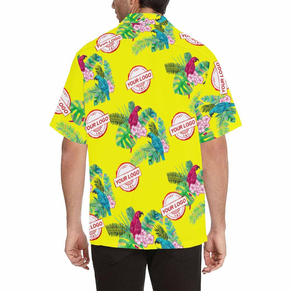 Custom Logo Hawaiian Shirts Yellow Sky Parrot Custom Aloha Shirts Tropical Printing Aloha Shirt