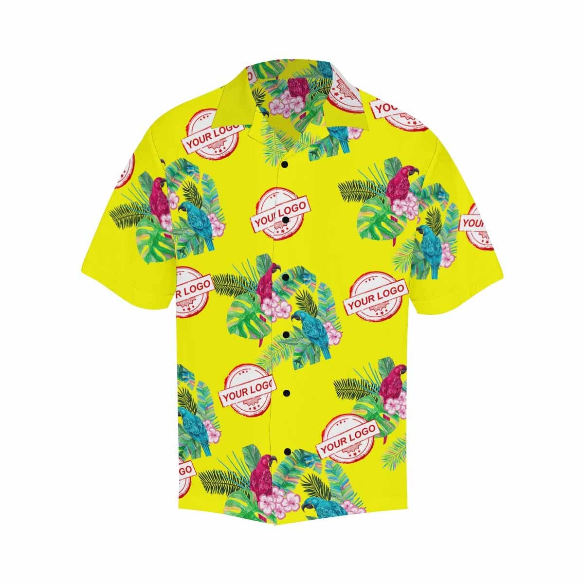 Custom Logo Hawaiian Shirts Yellow Sky Parrot Custom Aloha Shirts Tropical Printing Aloha Shirt