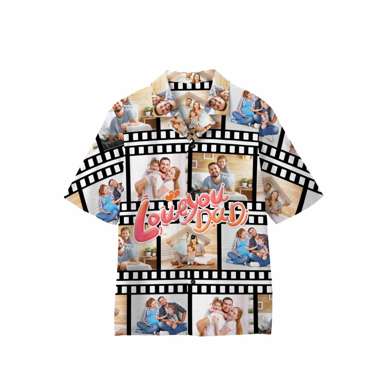 Custom Love Dad Photo Hawaiian Shirts Casual Men&