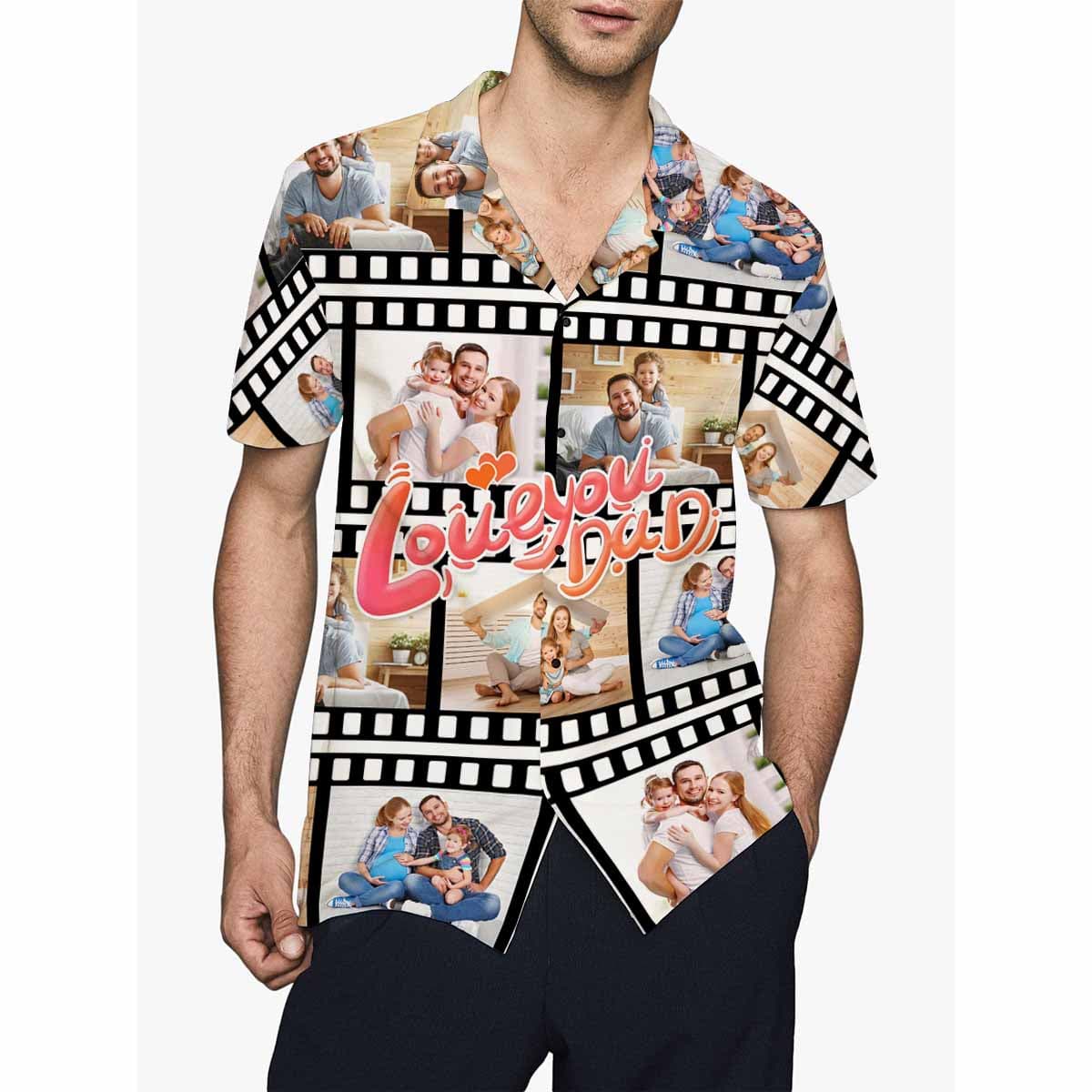 Custom Love Dad Photo Hawaiian Shirts Casual Men&