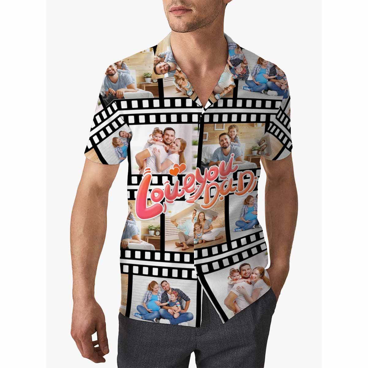 Custom Love Dad Photo Hawaiian Shirts Casual Men&