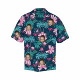 Custom Made Hawaiian Shirts with Face Pink Flower Create Your Own Hawaiian Shirt Personalise Face Aloha Shirt Gift For Him