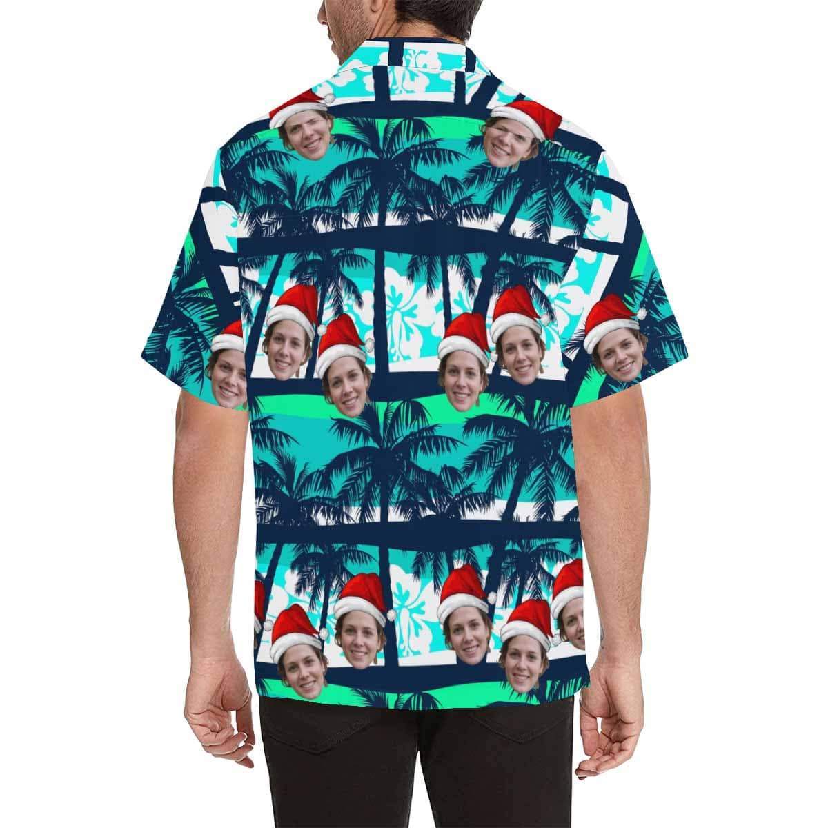 Custom Made Hawaiian Shirts with Girlfriend Face Coconut Tree Personalized Photo Tropical Aloha Shirt