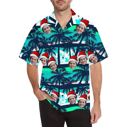 Custom Made Hawaiian Shirts with Girlfriend Face Coconut Tree Personalized Photo Tropical Aloha Shirt