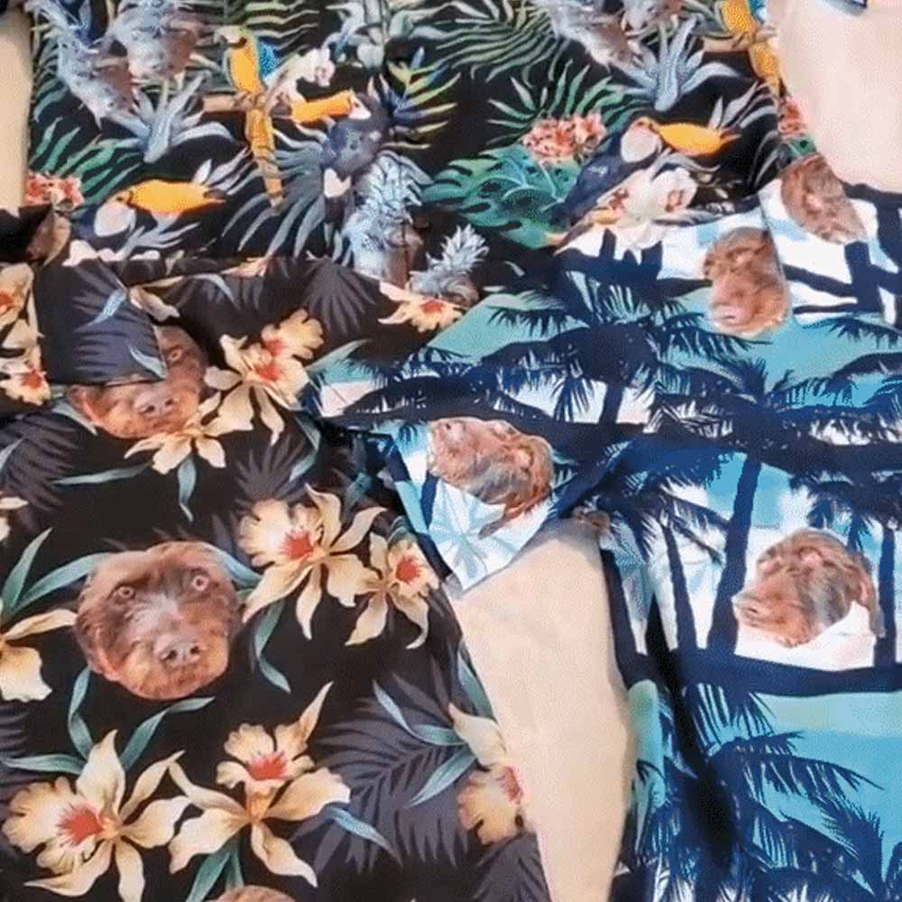 Custom Made Hawaiian Shirts with Girlfriend Face Coconut Tree Personalized Photo Tropical Aloha Shirt