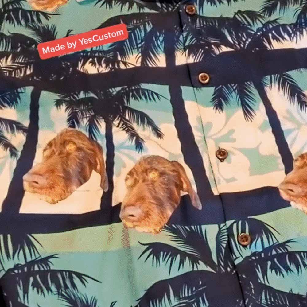 Custom Made Hawaiian Shirts with Girlfriend Face Coconut Tree Personalized Photo Tropical Aloha Shirt